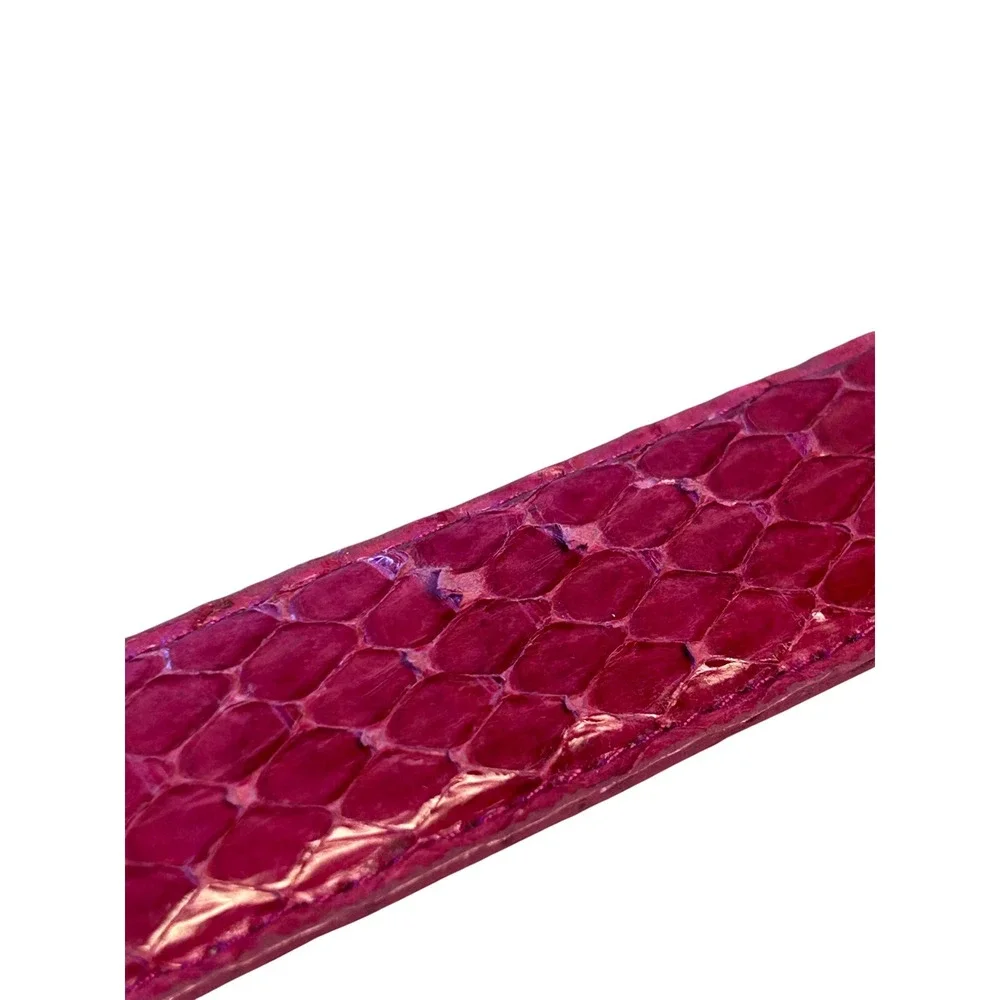 Saks Fifth Avenue Pink Snakeskin Leather Belt Gold Buckle Women's‎ Small